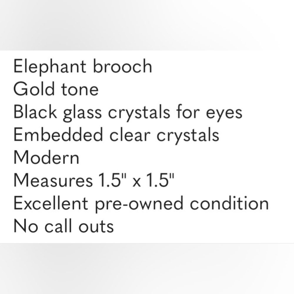 🌞 Elephant Brooch Gold Tone with Glass Crystal Eyes & Embedded Clear Crystals - Picture 4 of 4